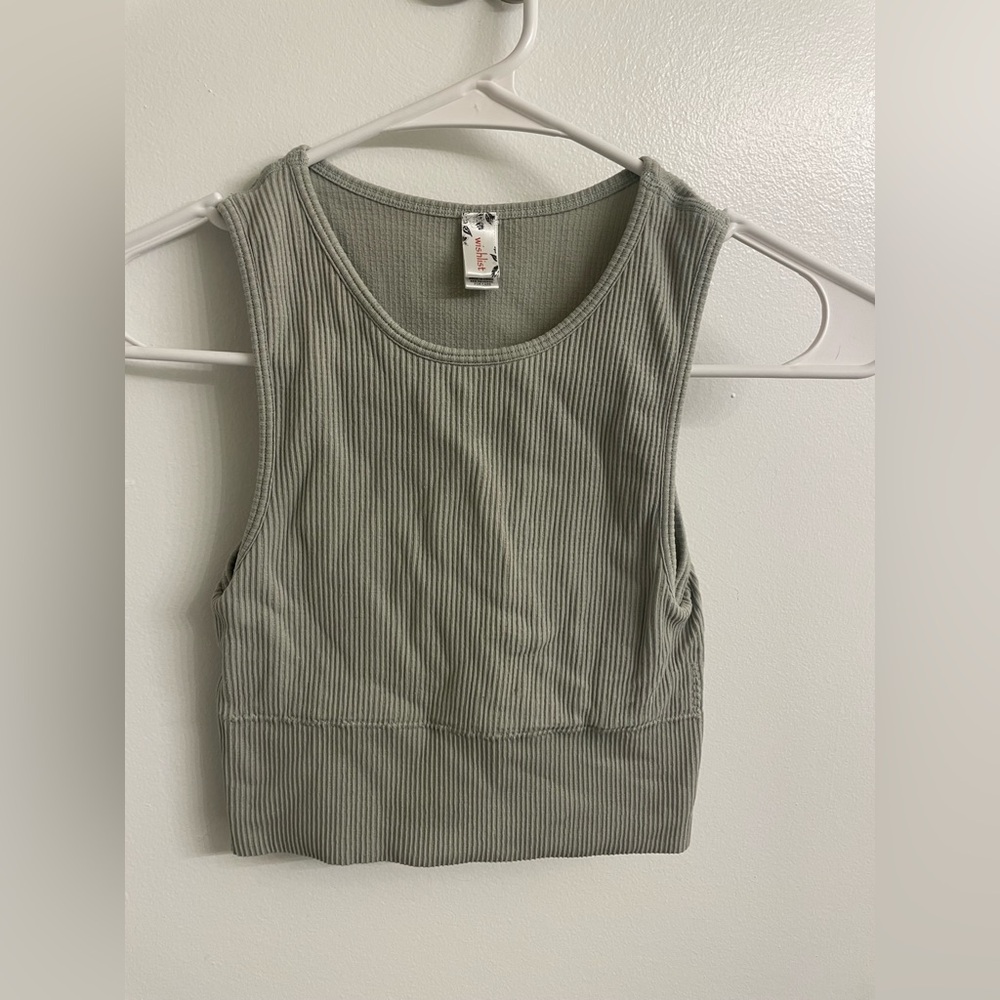Wishlist Sage Ribbed Crop Top